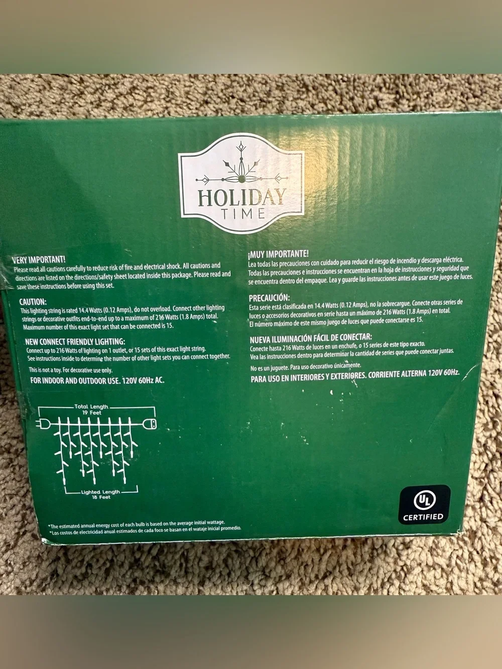 2 Boxes Holiday Time LED Multicolor Icicle String Lights 19ft 300 Bulb Christmas